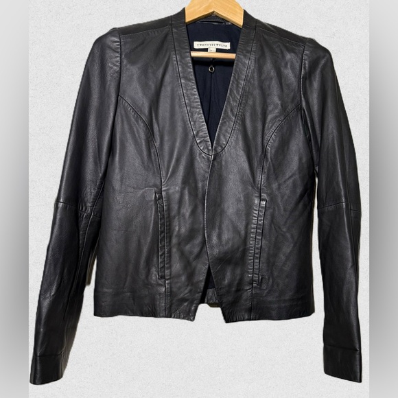 Twenty8Twelve SOFT Lamb Leather Open Front Jacket size 6 black - Picture 2 of 8